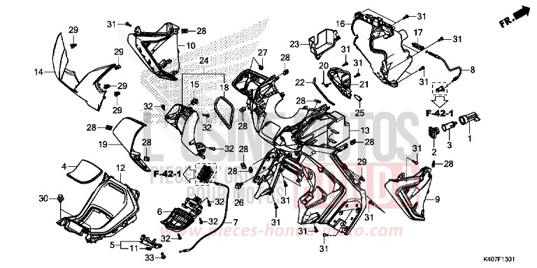 INNER COVER (NSS125ADK) for Forza 125 MAT CARNELIAN RED METALLIC (R384) from 2019